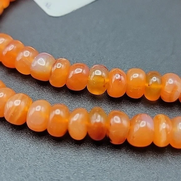 730 Cts Natural Orange Carnelian Round Rondelle Beads Gemstone Beaded Necklace - Picture 9 of 9